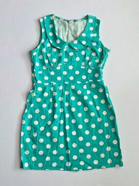 Mint White Polka Dot Peter Pan Collar Mini Dress Size L